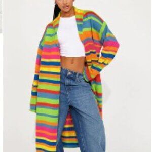 NWT Multi Colored Vibrant Long Oversized Sweater